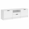 Meuble TV Blanc avec ¨¦tag¨¨res 140x35x40 cm pour ¨¦cran jusqu'¨¤ 60", Unit¨¦ Multim¨¦dia Moderne