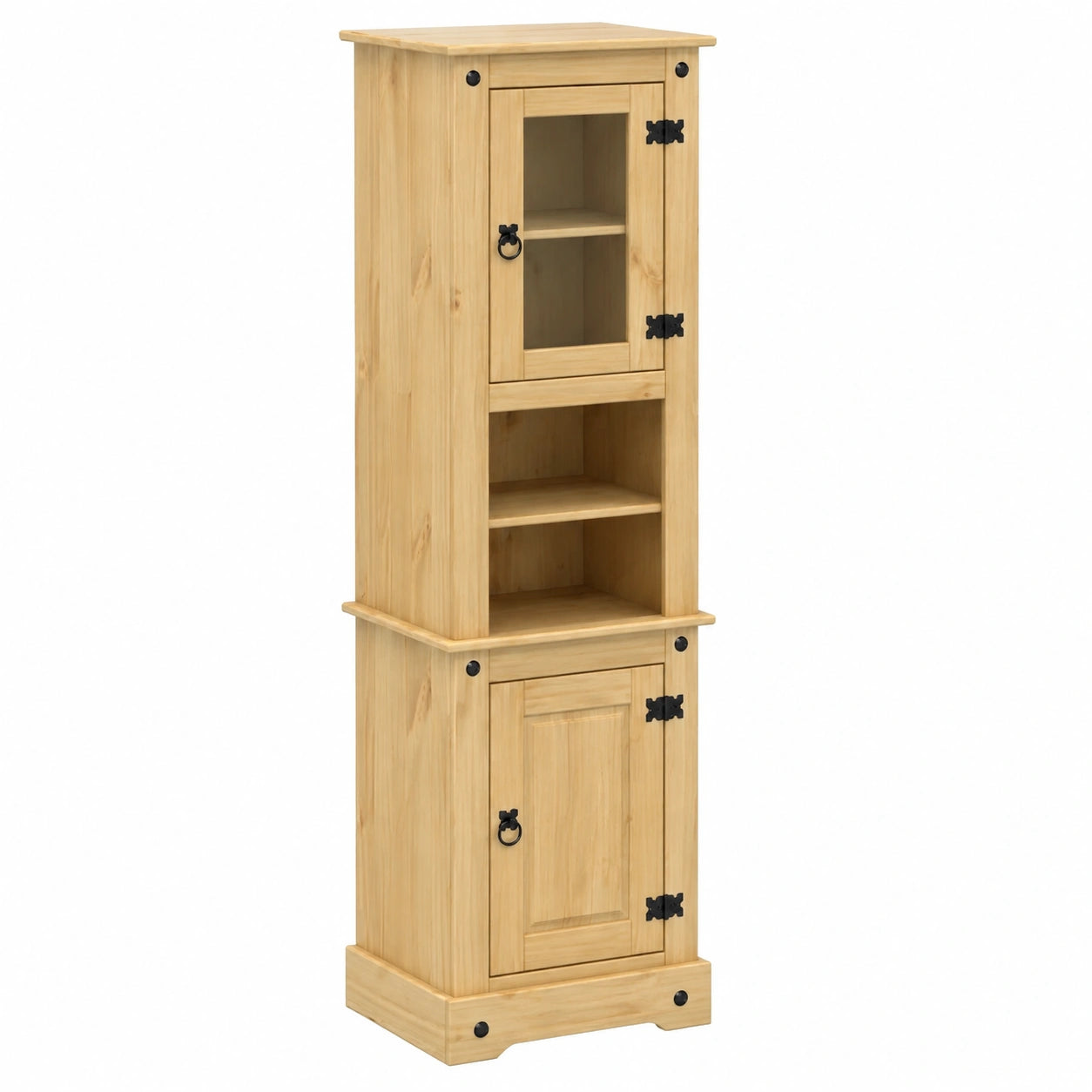 Armoire haute de salle de bain en bois de pin, ¨¦tag¨¨res multiples