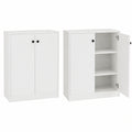 Buffet Blanc 2 Portes, Rangement Cuisine 3 Niveaux, S¨¦curit¨¦ Anti-basculement