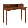 Bureau secr¨¦taire en pin massif avec tiroirs et niche, bois brun fonc¨¦