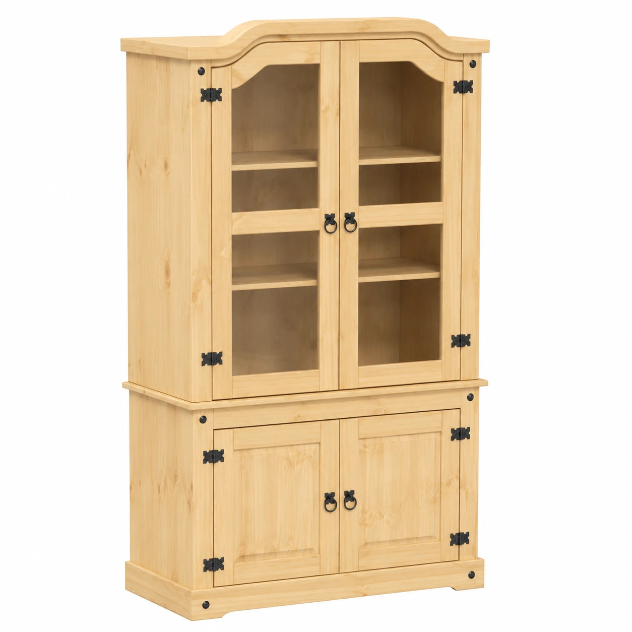Grande Armoire en Verre avec Portes Vitr¨¦es en Pin Massif