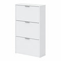 Rangement pour chaussures ¨¤ 3 portes, design ¨¦troit, finition blanc brillant