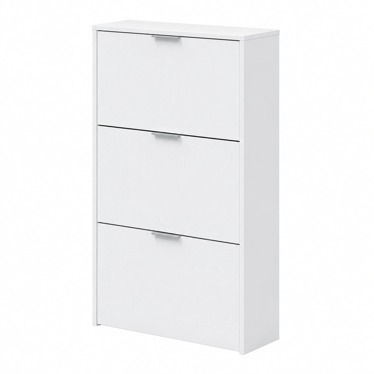Rangement pour chaussures ¨¤ 3 portes, design ¨¦troit, finition blanc brillant