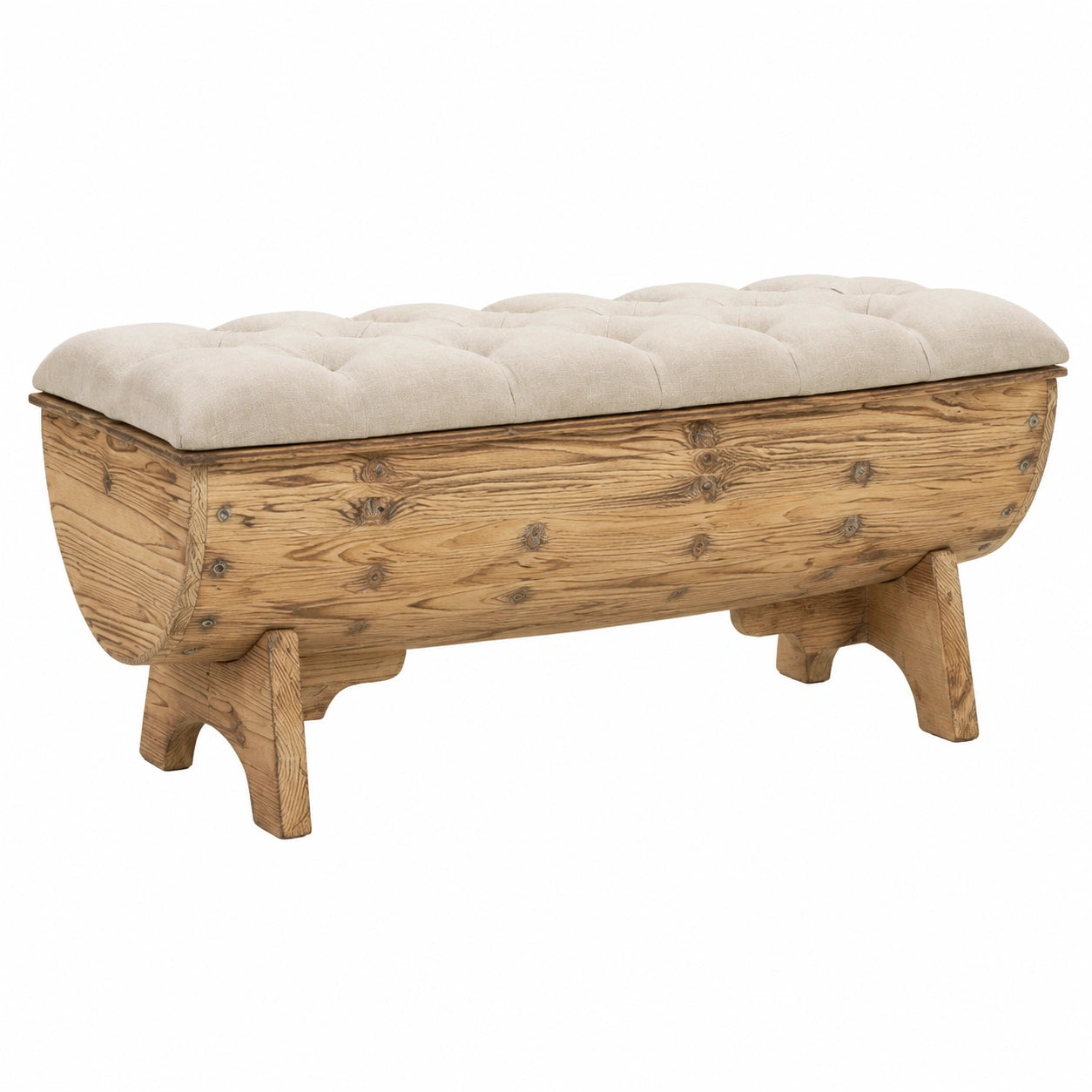 Banc de Rangement en Bois et Tissu pour Int¨¦rieur