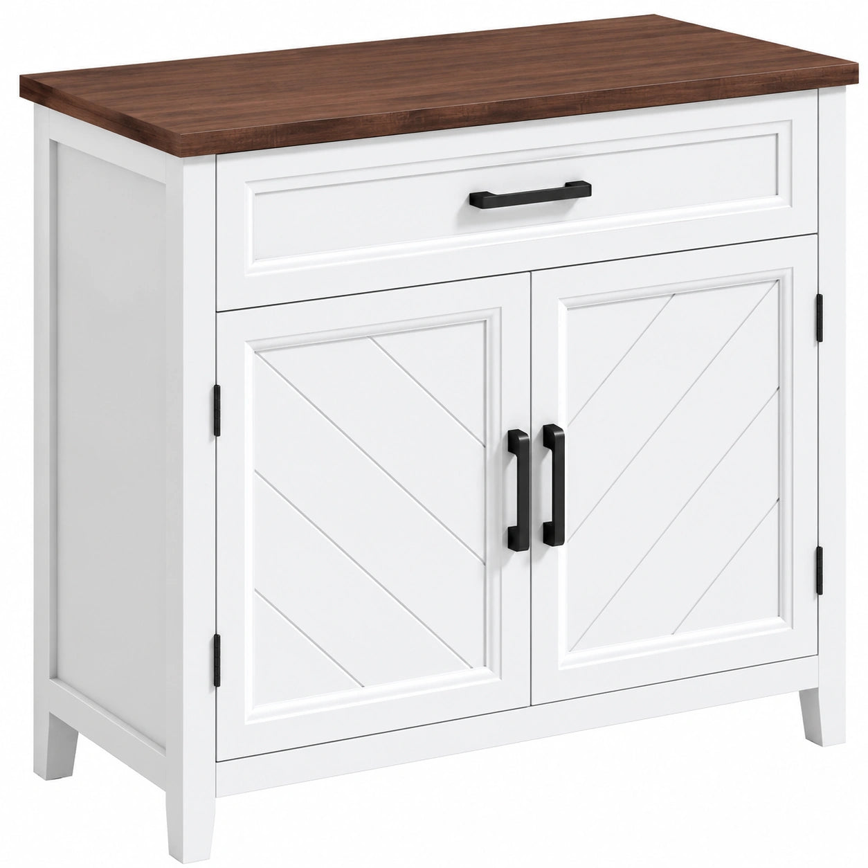 Buffet rustique avec portes en chevron et ¨¦tag¨¨re ajustable