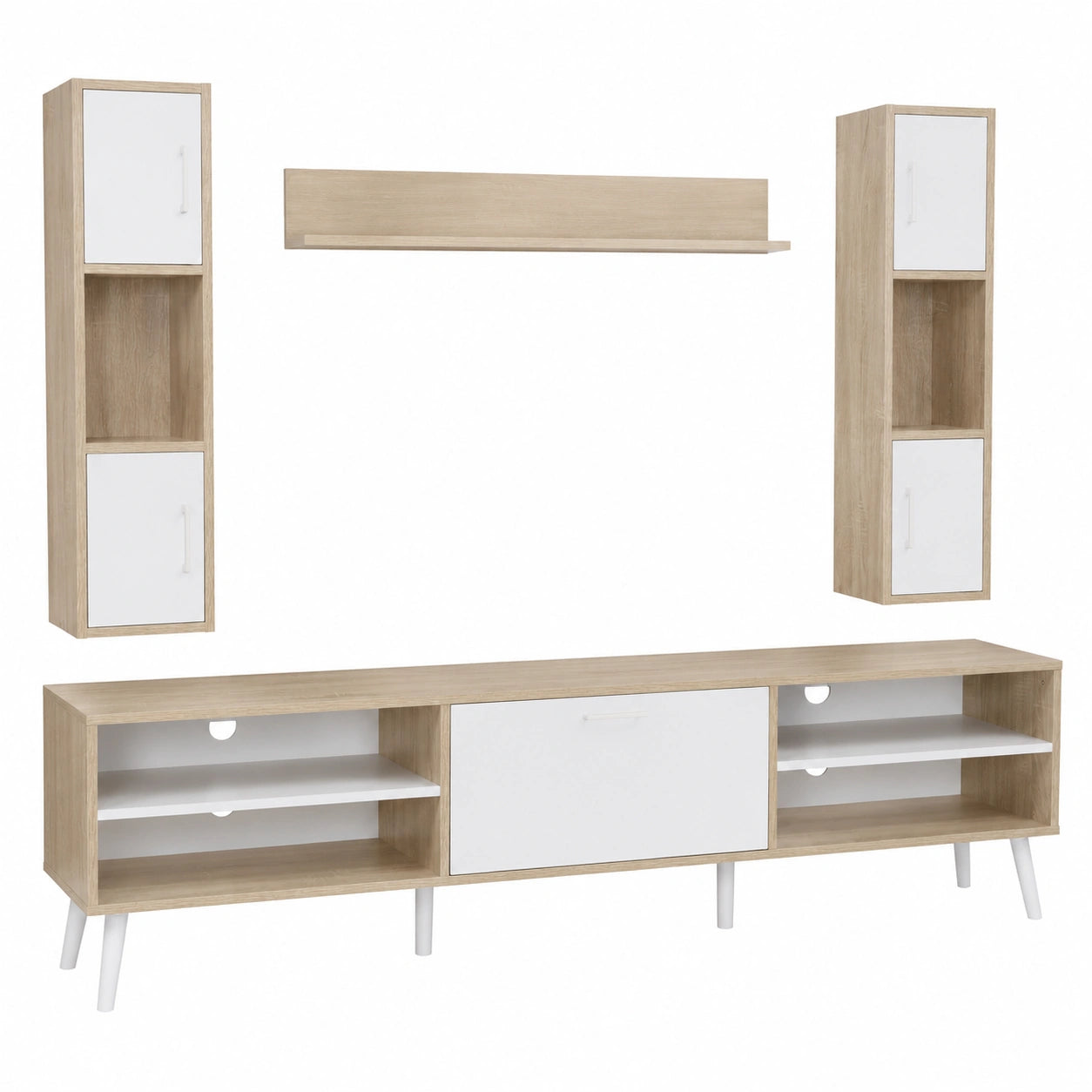 Ensemble de Meubles TV avec ¨¦tag¨¨res en Bois et Blanc 180 cm