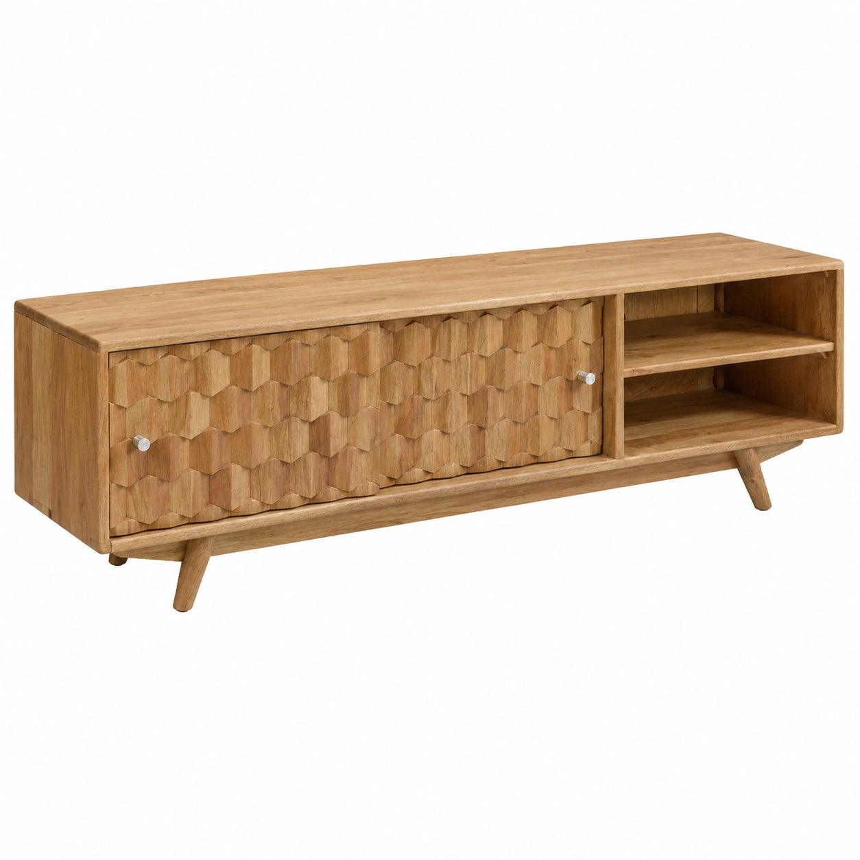Meuble TV en bois d'acacia laqu¨¦ 145x35