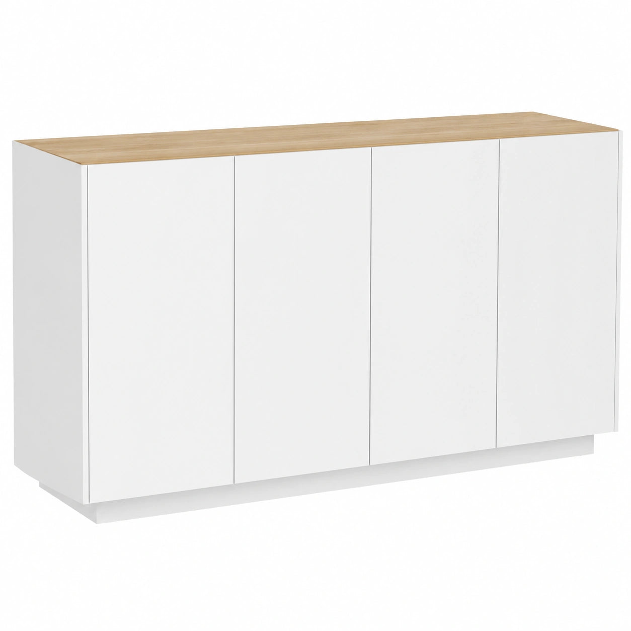 Buffet de Cuisine avec Portes Douces et ¨¦tag¨¨res R¨¦glables, Blanc Laqu¨¦