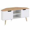 Meuble TV d'angle industriel blanc et ch¨ºne 115x55x53,5cm