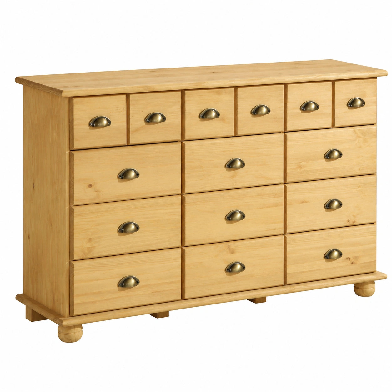 Commode 12 tiroirs en bois massif avec poign¨¦es en m¨¦tal