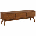 Meuble TV scandinave en bois massif avec 3 portes pour t¨¦l¨¦ jusqu'¨¤ 80
