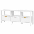 Meuble TV moderne 152 cm avec tiroirs cannel¨¦s et ¨¦tag¨¨res pour salon