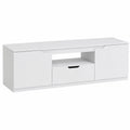 Meuble TV Bas avec Portes et Tiroir, 160 cm pour T¨¦l¨¦viseur jusqu'¨¤ 65 Pouces, Blanc