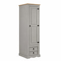 Armoire de Rangement en Pin Gris et Brun avec 7 ¨¦tag¨¨res et 2 Tiroirs