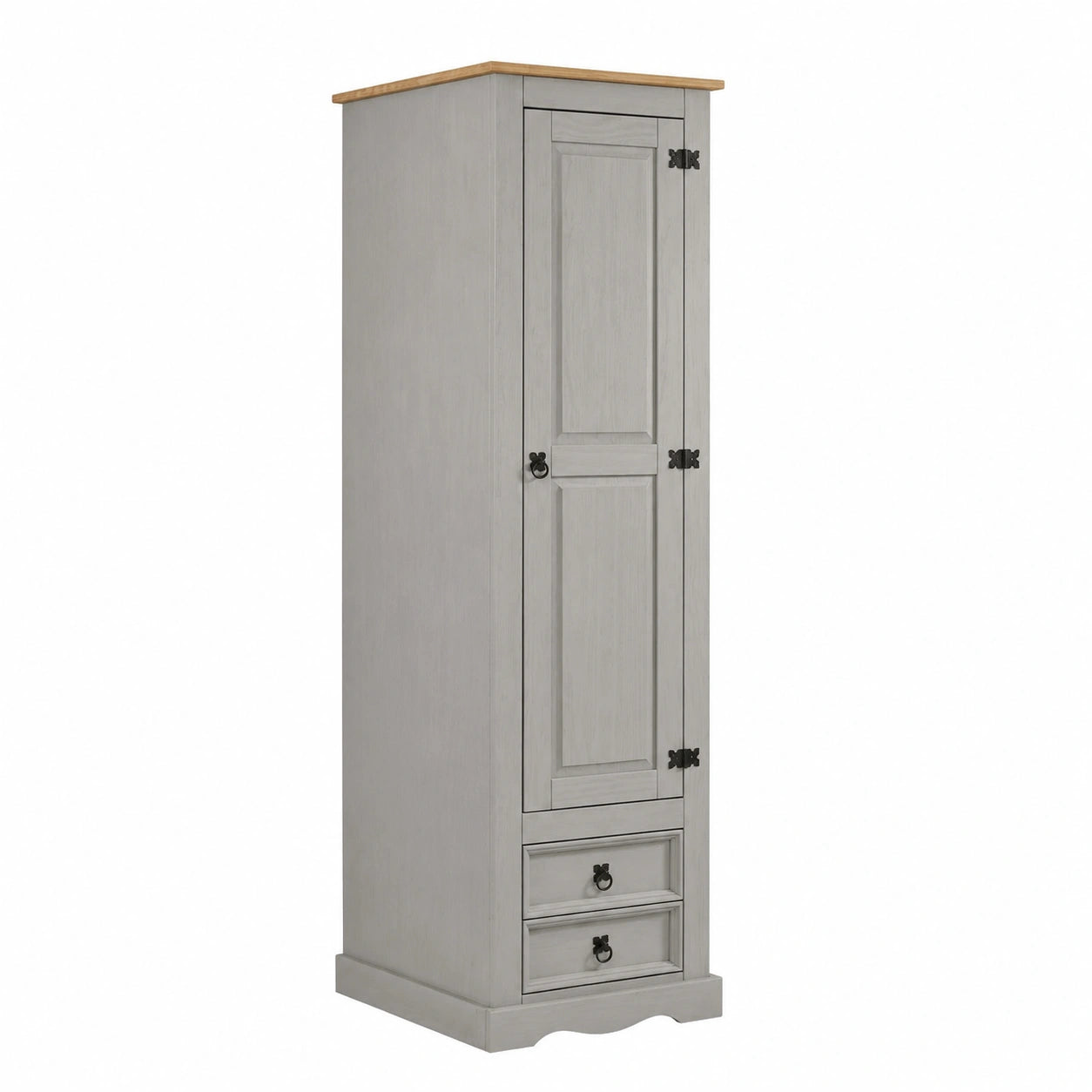 Armoire de Rangement en Pin Gris et Brun avec 7 ¨¦tag¨¨res et 2 Tiroirs