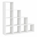 Biblioth¨¨que ¨¤ 10 Compartiments avec ¨¦tag¨¨re Escalier en Bois Blanc pour Salon ou Bureau