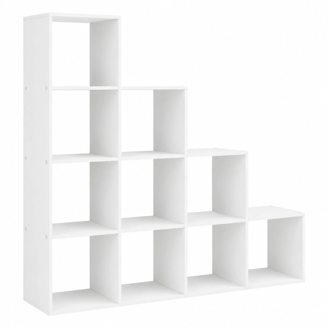 Biblioth¨¨que ¨¤ 10 Compartiments avec ¨¦tag¨¨re Escalier en Bois Blanc pour Salon ou Bureau