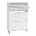 Meuble ¨¤ Chaussures ¨¤ Trois Abattants pour Entr¨¦e, Moderne Blanc