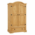 Armoire penderie avec ¨¦tag¨¨re et tiroir en pin massif
