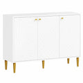 Buffet de Rangement avec Portes Sculpt¨¦es et ¨¦tag¨¨res R¨¦glables, Blanc