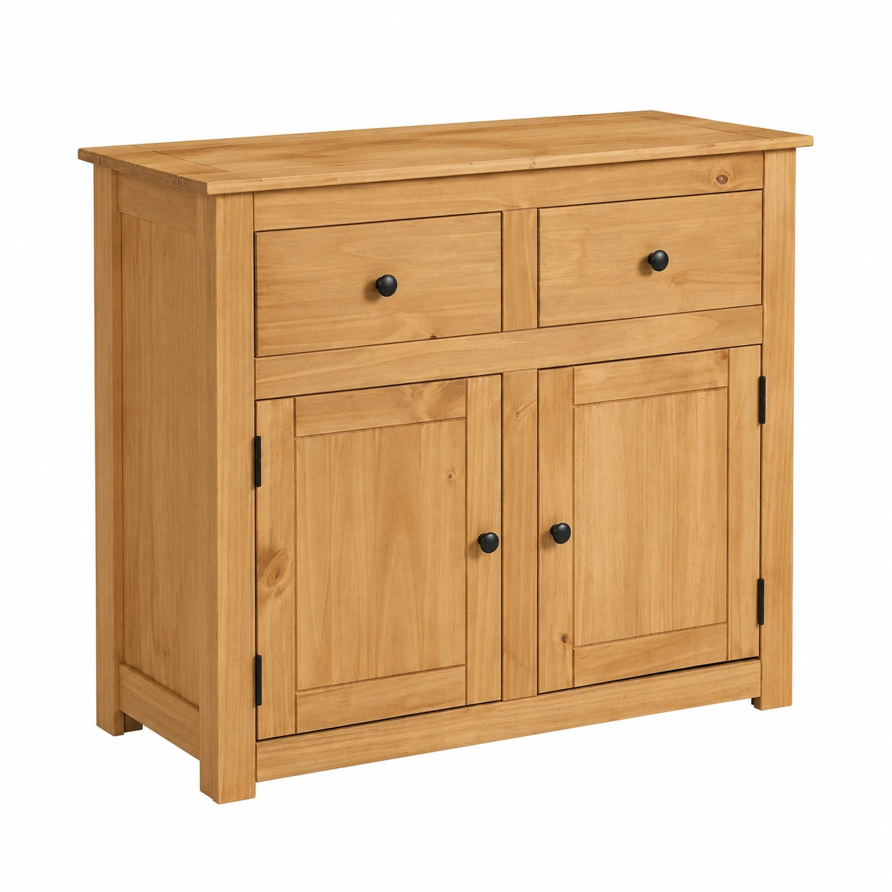 Buffet en bois massif laqu¨¦ avec portes et tiroirs, meuble de rangement bas style campagnard