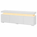 Meuble TV Contemporain avec ¨¦clairage LED, Rangement Compact pour T¨¦l¨¦vision