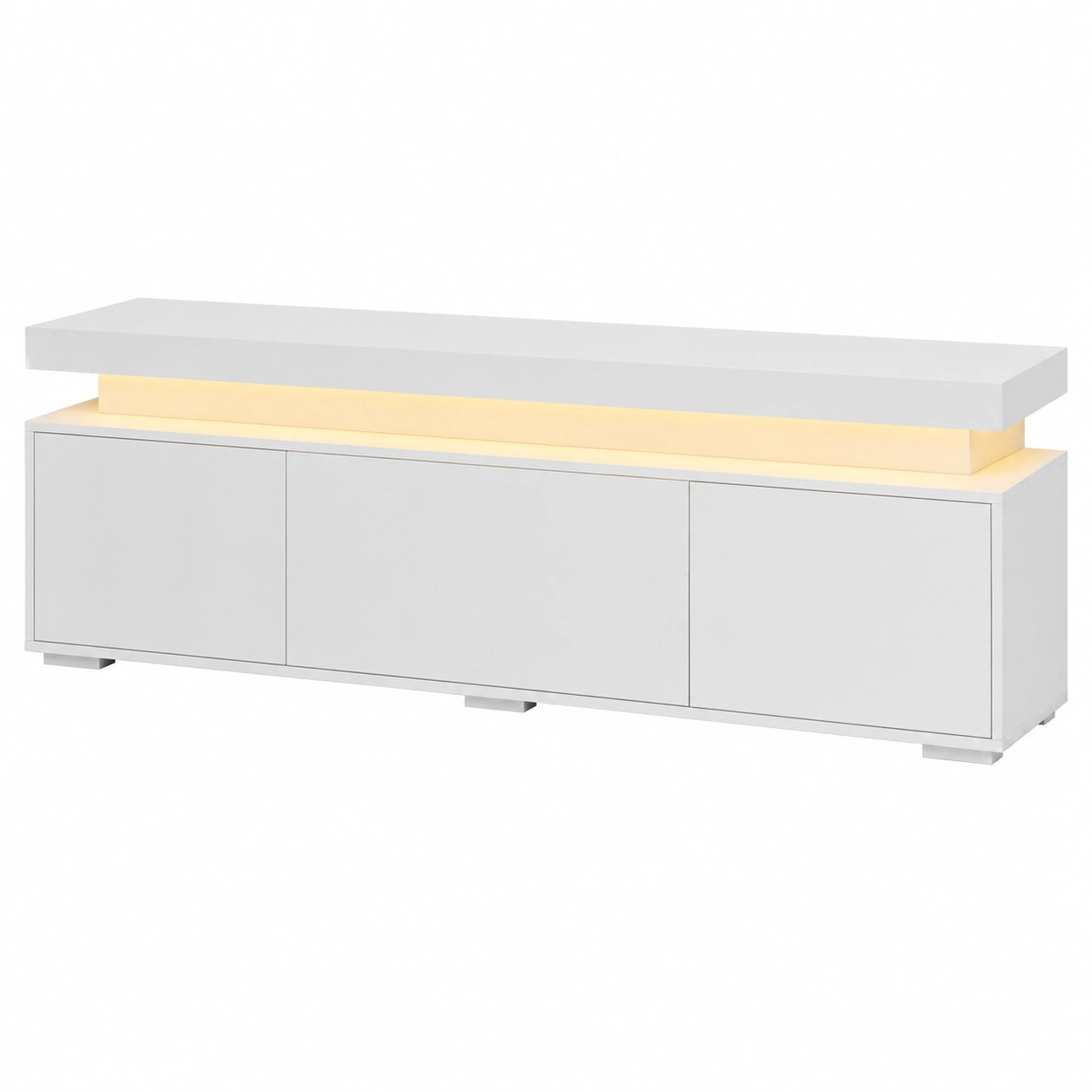 Meuble TV Contemporain avec ¨¦clairage LED, Rangement Compact pour T¨¦l¨¦vision