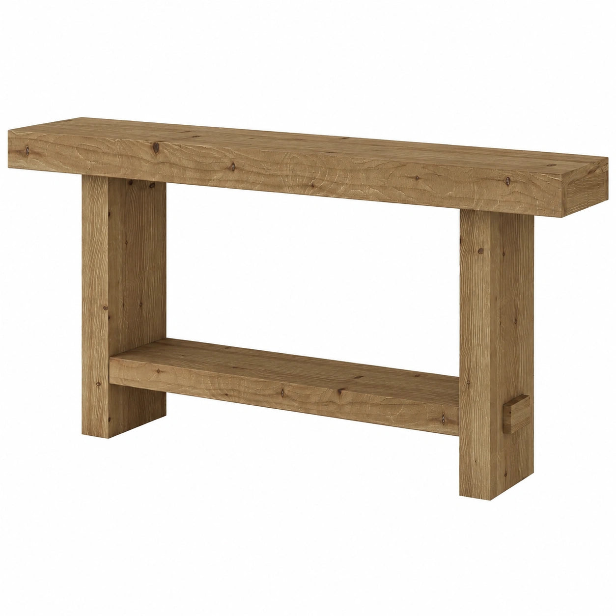 Console en Bois Massif, Table ¨¦troite ¨¤ 2 Niveaux pour Entr¨¦e et Couloir, Marron Rustique