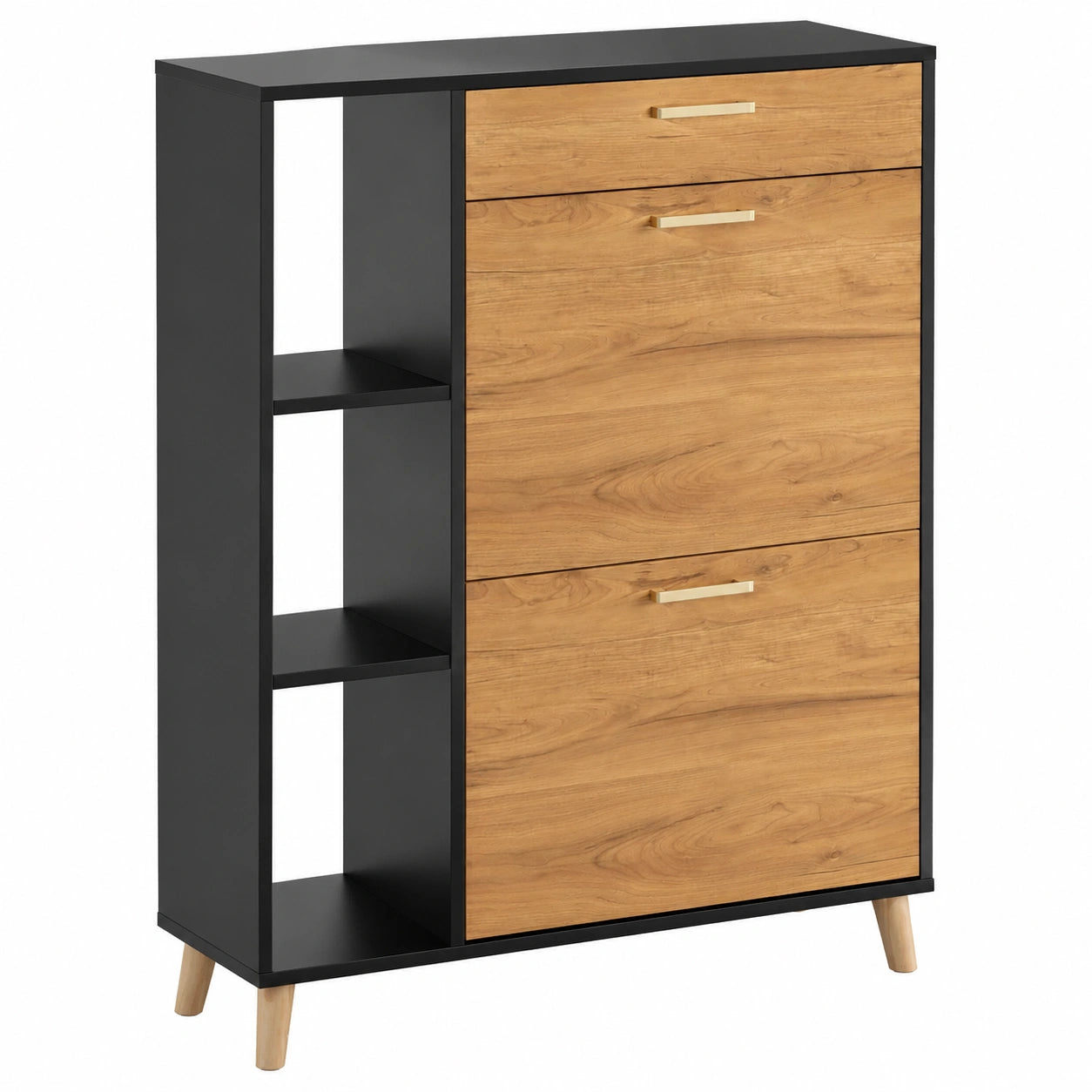 Armoire ¨¤ Chaussures avec Tiroir et Compartiments, Rangement Bois pour Entr¨¦e