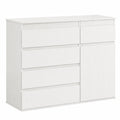 Commode moderne 5 tiroirs avec porte ¨¤ fermeture douce et ¨¦tag¨¨re r¨¦glable